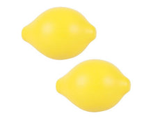 Load image into Gallery viewer, Two wooden lemons are bright yellow. 
