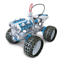 Load image into Gallery viewer, Car with four wheels, wires, and a grey and blue frame.
