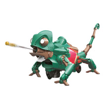 Load image into Gallery viewer, Green plastic chameleon shooting out a tongue. 
