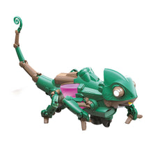 Load image into Gallery viewer, Green chameleon with tail in air and pink side panel
