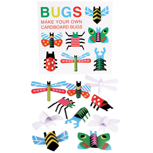 Make Your Own Cardboard Bugs packaging with assembled bugs below.