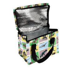 Load image into Gallery viewer, The same lunch bag is open so the foil lining is visible within.
