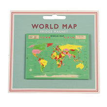 Load image into Gallery viewer, green magnet with world map attached to card backing. 
