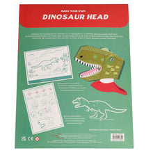 Load image into Gallery viewer, Reverse of packaging shows assembled mask on an illustrated head, images of the colouring paper and instructions. 
