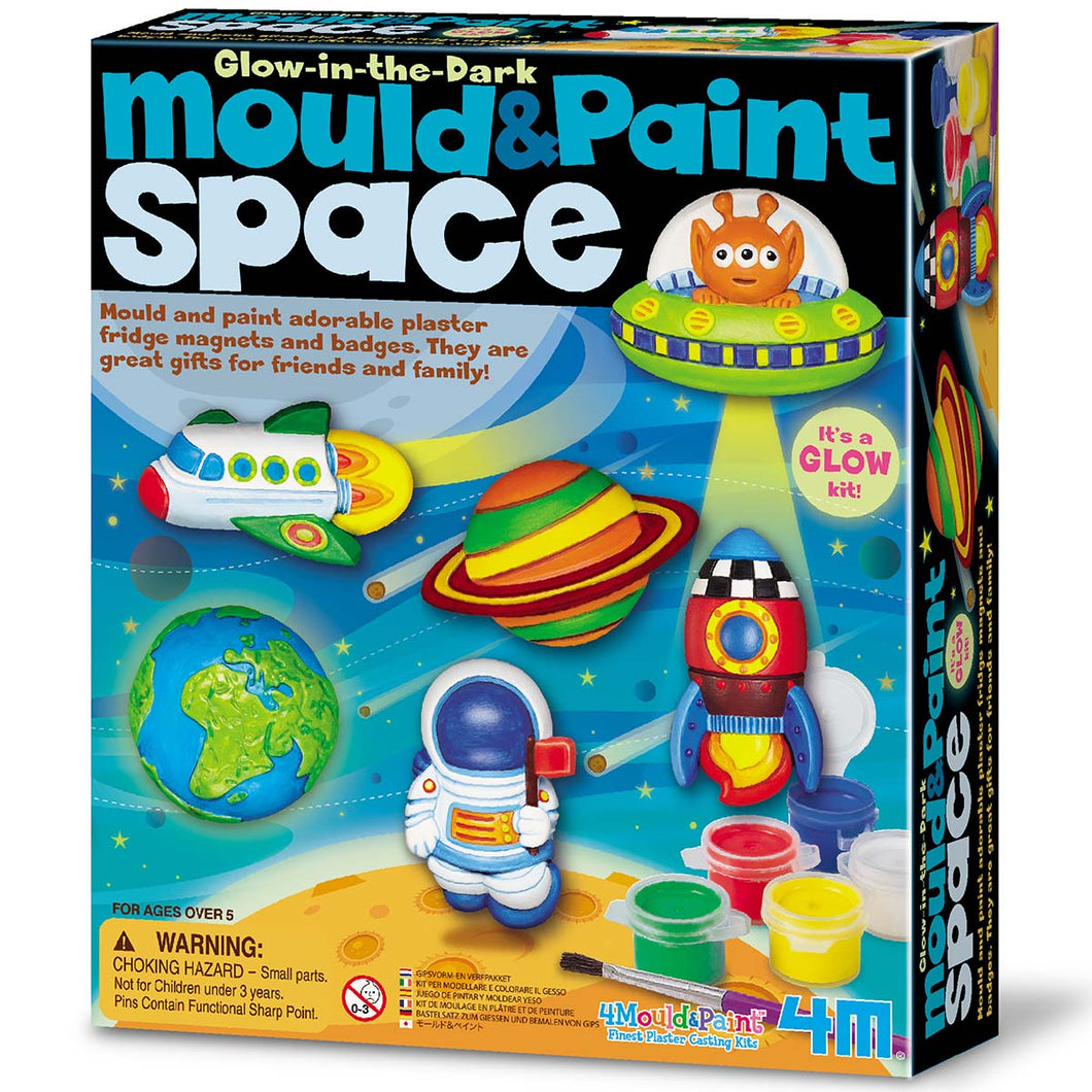 Kit packaging is colourful cardboard box with images of space figurines. 