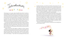 Load image into Gallery viewer, Inside spread shows introduction page with 5 paragraphs and a colourful illustration of a Black girl walking with a flag that says &#39;welcome!&#39;
