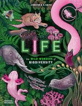 Load image into Gallery viewer, Book cover with green plants and pink animals. 
