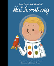 Load image into Gallery viewer, Blue book cover shows blond light-skinned child in a space suit holding a rocket. 
