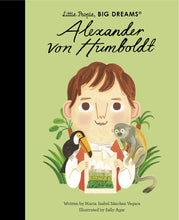 Load image into Gallery viewer, Green book cover with illustration of light-skinned child holding an illlustration. A toucan and monkey are sat on his shoulders.
