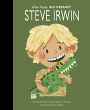 Load image into Gallery viewer, Green book cover shows blond light-skinned child holding on to a crocodile. 
