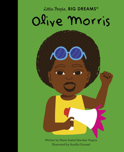 Green book cover shows Black girl holding a megaphone and holding a fist up. 