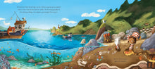 Load image into Gallery viewer, Inside spread shows illustration of coastline. 
