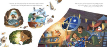 Load image into Gallery viewer, Inside spread shows illustration of child and dad in bed telling stories. 
