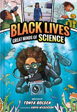 Load image into Gallery viewer, Book cover shows comic style illustrations, main one of a woman scuba diving with a camera. 
