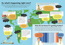 Load image into Gallery viewer, Inside spread showing illustration of the world, and temperature chart. 
