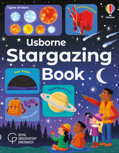 Load image into Gallery viewer, Book cover shows sections of book &#39;types of stars, constellations, star maps, what to take&#39; and &#39;spotting planets&#39;. 
