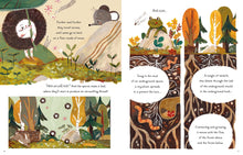 Load image into Gallery viewer, Illustrations of woodland creatures, and tree roots on pages 6 and 7. 
