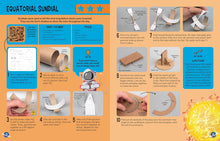 Load image into Gallery viewer, Pages 28-29 show detailed pictured and written instructions of an equatorial sundial. 
