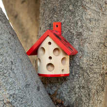 Load image into Gallery viewer, Ladybird house set between two branches of a tree. 
