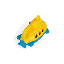 Load image into Gallery viewer, Top view of submarine. Top is yellow, bottom is blue. 
