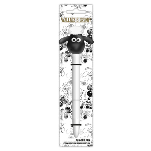 Pen shaped like a sheep character from Wallace & Gromit with packaging featuring the same design.