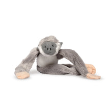 Load image into Gallery viewer, a grey monkey plush sitting with its legs to the side and arms on the floor
