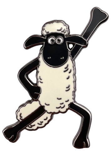 Shaun the sheep pin badge with Shaun in disco pose. 