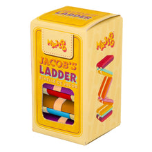 Load image into Gallery viewer, Yellow card box shows illustration of jacobs ladder on side with window in front to see and touch toy.
