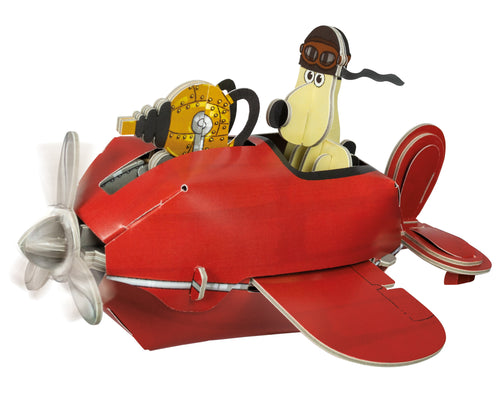 Red plane with Gromit inside and porridge gun.