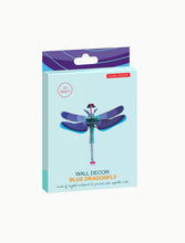Load image into Gallery viewer, box is blue with image of assembled dragonfly. packaging reads &#39;3D object, made of recycled cardboard and printed with vegetable inks&#39;.
