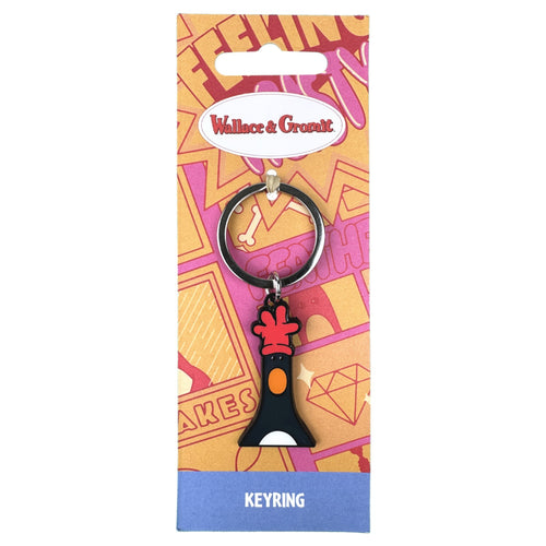 keyring attached to card with metal twist tie. 