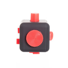 Load image into Gallery viewer, Black fidget cube with a circle with a spiral that you can rotate. 
