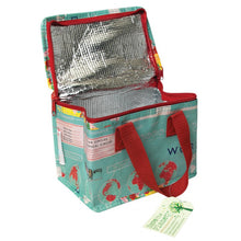 Load image into Gallery viewer, Lunch bag is unzipped and lid faces upwards so inner foil lining can be seen. 
