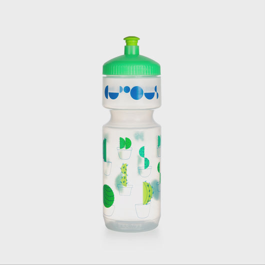 Video shows rotating cactus water bottle. 