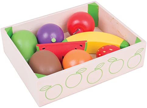 Various wooden Play Food in wooden box