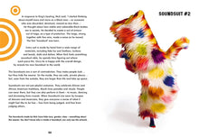 Load image into Gallery viewer, Page 32 has 4 paragraphs of text and a caption for the photograph on page 33. The photograph shows a person wearing a square suit that covers their entire body except their feet. It&#39;s furry with round colourful circles. The title of the spread is &#39;soundsuit #2&#39;. The caption reads &#39;The Soundsuits made by Nick Cave hide race, gender, class - everything about the wearer. You don&#39;t know who is inside a Soundsuit; you only see the artwork.&#39; 
