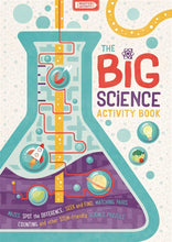 Load image into Gallery viewer, Book cover shows lab flask with maze. Cover reads &quot;mazes. spot the difference. seek and find. matching pairs. counting and other stem-friendly science puzzles.&quot;
