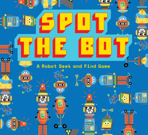 Spot the Bot game cover is blue with pictures of robots. 
