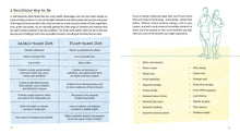 Load image into Gallery viewer, Pages 12-13 titled &#39;A healthier way to be&#39; followed by a paragraph, a table comparing an animal-based diet and a plant-based diet, another paragraph and a list of benefits. An line illustration is an outline of a man and woman in shorts and tshirts crossing their arms.
