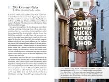 Load image into Gallery viewer, Page 10 titled &#39;1_20th Century Flicks, the UK&#39;s last video shop and smallest multiplex&#39;. Page 10 shows 3 paragraphs. Page 11 shows a colour photograph of the shops exterior sign and a caption with address &amp; contact details, &#39;getting there&#39;, &#39;hours&#39;, and a &#39;tip&#39;. 
