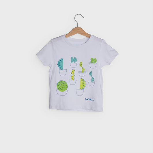Video shows cactus t-shirts flicking through small, medium and large sizes. 