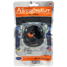 Load image into Gallery viewer, Astronaut Peaches packet is silver and orange with an image of an astronaut.
