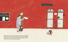 Load image into Gallery viewer, Inside page of the book shows Alan Turing as a young boy saying goodbye to his mother, father and brother at the train station.
