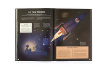 Load image into Gallery viewer, Inside spread is about &quot;The Twin Paradox&quot; and features a picture of a boy in a bed and a rocket with an astronaut. 
