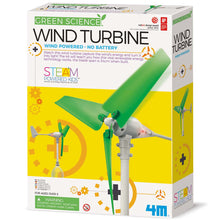 Load image into Gallery viewer, Front of box shows brand &#39;Green Science&#39; product title &#39;Wind Turbine&#39; photo of a grey wind turbine with green blades.
