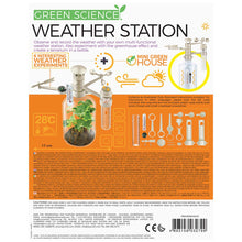 Load image into Gallery viewer, Back of the box shows the completed weather station and contents list. Please email for list of contents.
