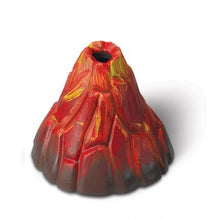 Load image into Gallery viewer, Plastic volcano has a hole at the top and is decorated with brown, red and yellow colours. 
