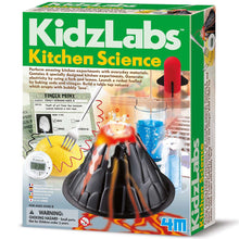 Load image into Gallery viewer, Front of Kitchen Science box lists 6 experiments and has photos of each.
