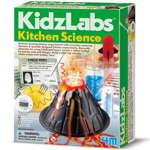 Front of Kitchen Science box lists 6 experiments and has photos of each.