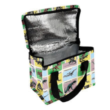 Load image into Gallery viewer, The same lunch bag is open so the foil lining is visible within. 
